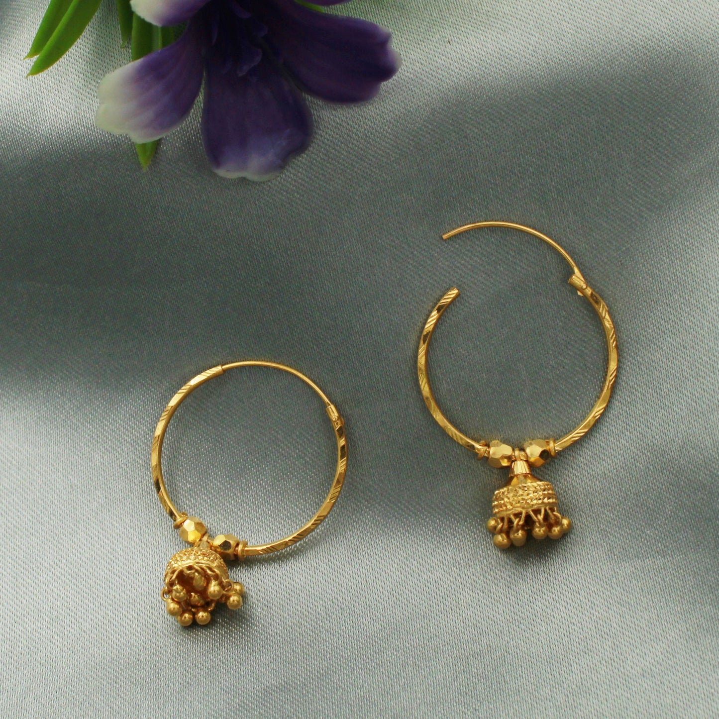22k Yellow Gold Hoop Earring Bali Earrings ,Huggies , gold jhumki Handmade gold earrings For women, Christmas gift, Indian gold earrings