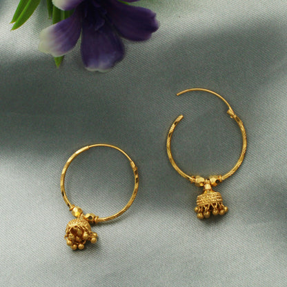 22k Yellow Gold Hoop Earring Bali Earrings ,Huggies , gold jhumki Handmade gold earrings For women, Christmas gift, Indian gold earrings