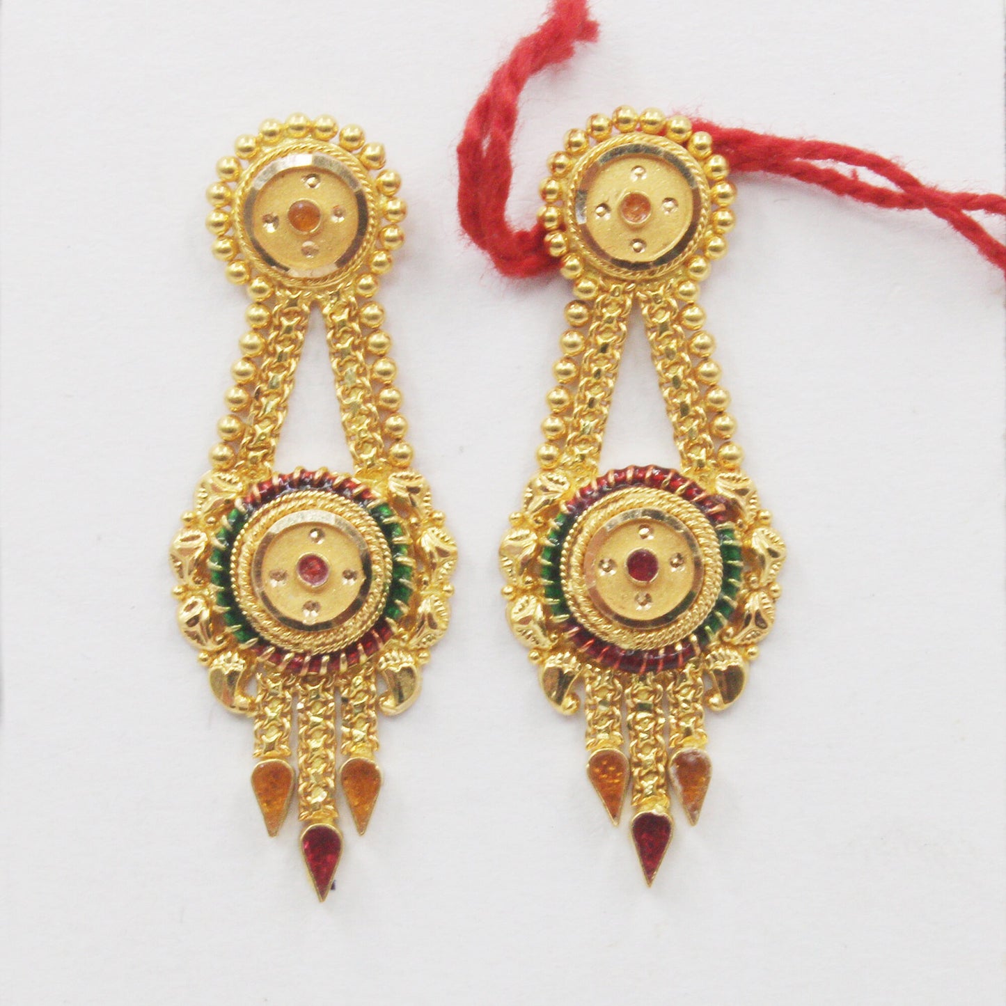 22k Yellow Gold Screw Back Earrings, 22kt Gold Dangle Earrings for Indian, K1541