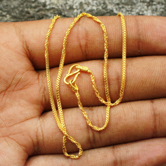 Pure Handmade 22k Yellow Gold Chain Necklace Jewelry, 22k gold box style chain, pure gold necklace indian gold chain necklace, gift for wife