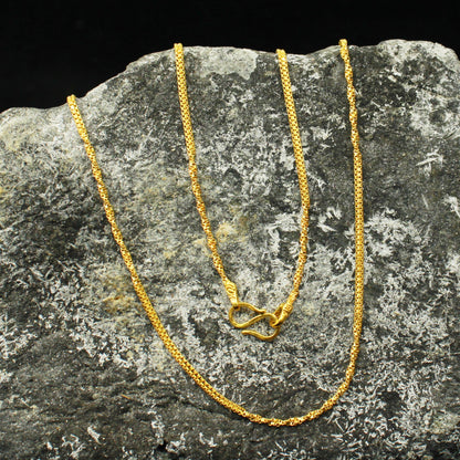 Pure Handmade 22k Yellow Gold Chain Necklace Jewelry, 22k gold box style chain, pure gold necklace indian gold chain necklace, gift for wife