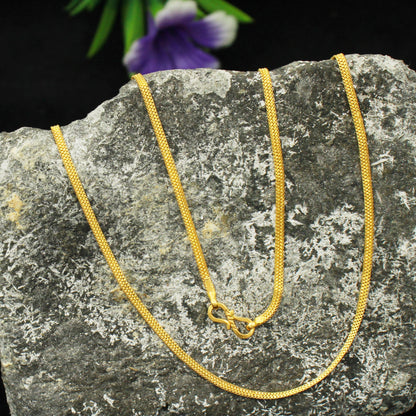 Pure Handmade 22k Yellow Gold Chain Necklace Jewelry, 22k gold box chain, pure gold necklace indian gold chain necklace, gift for wife