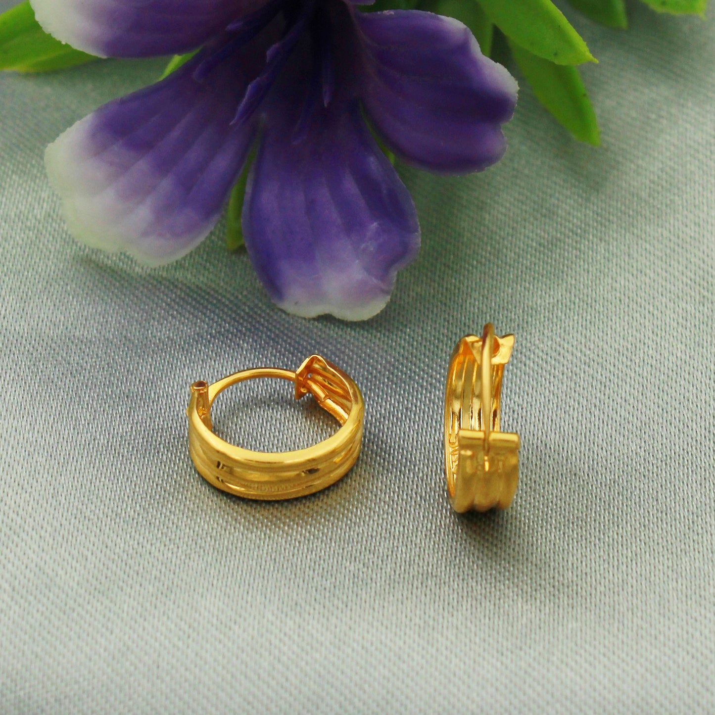 20k Yellow Gold Hoop earrings Bali Earrings ,Huggies , Handmade Yellow gold earrings for women, Christmas gift, dainty Indian gold earrings