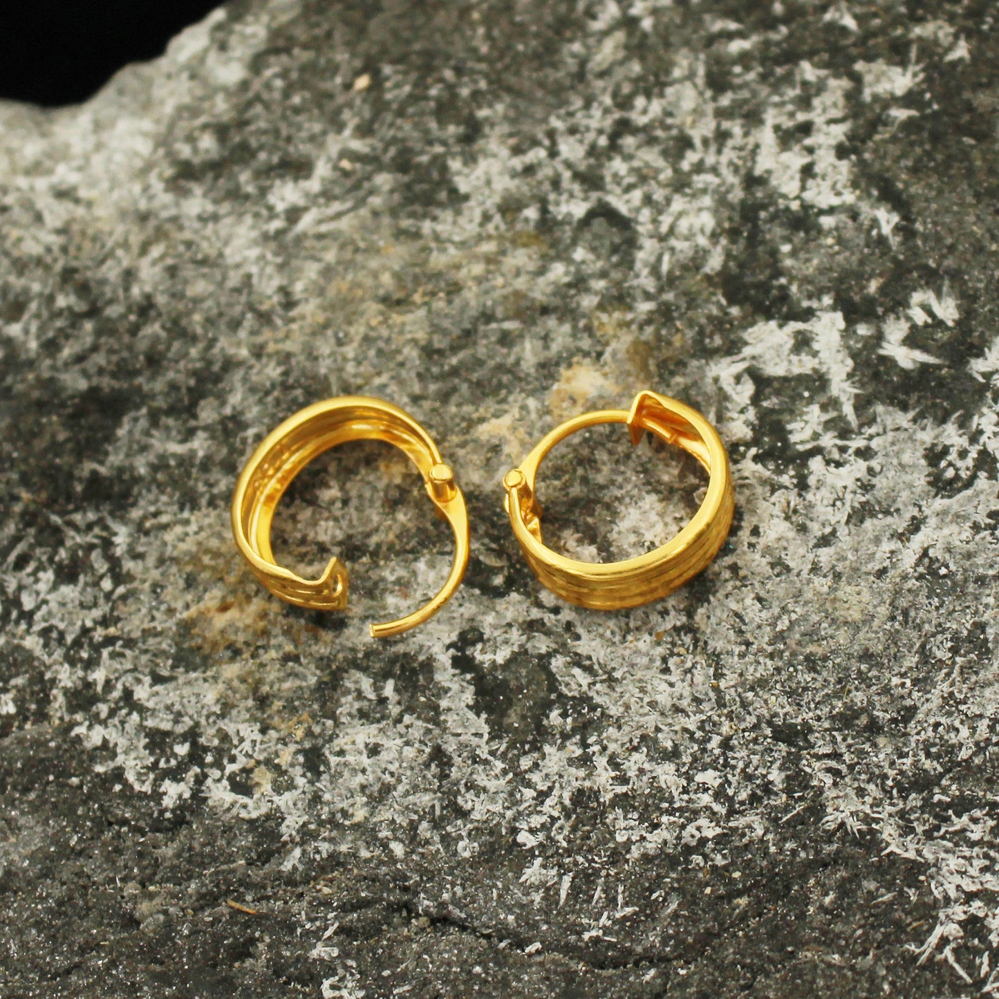 20k Yellow Gold Hoop earrings Bali Earrings ,Huggies , Handmade Yellow gold earrings for women, Christmas gift, dainty Indian gold earrings