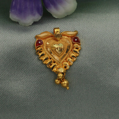 Pure 22k solid yellow gold pendant indian traditional handmade wedding party wear jewelry . genuine 916 gold purity, K1686