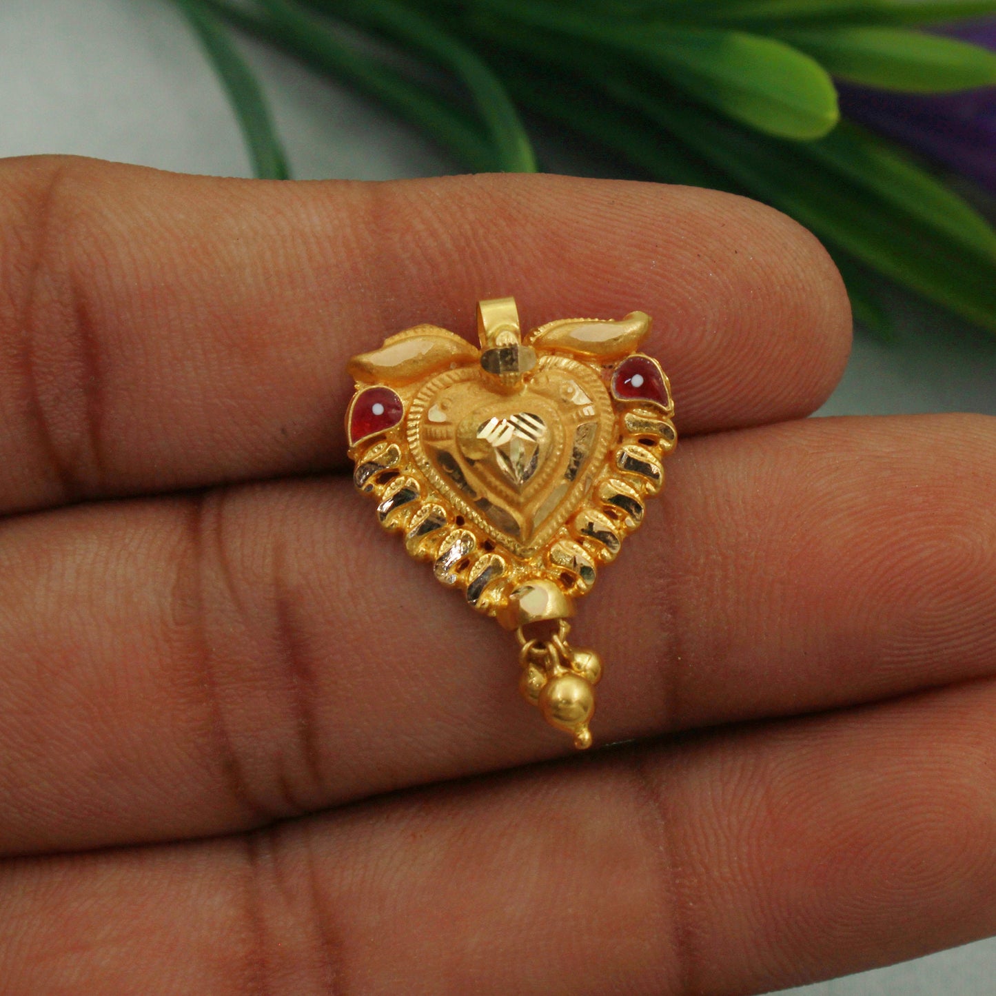 Pure 22k solid yellow gold pendant indian traditional handmade wedding party wear jewelry . genuine 916 gold purity, K1686