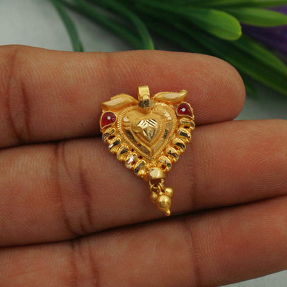 Pure 22k solid yellow gold pendant indian traditional handmade wedding party wear jewelry . genuine 916 gold purity, K1686