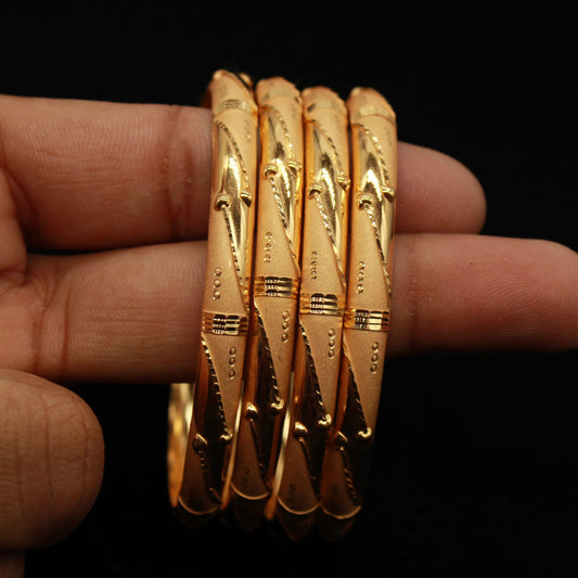 Pure 18k Gold Bangles Indian Handmade vintage design, Single Bangle, Wax inside, Traditional Rajasthan India, Bracelet Wedding Jewelry