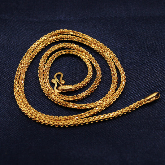 Fine 22k Solid Yellow Gold Chain Necklace For men women Anniversary Wedding Gift , Indian Gold Handmade necklace Jewelry 20 22 24 inches