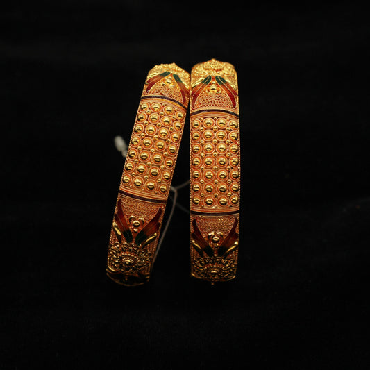 vintage antique royal 22k gold bangles patla churi pair,