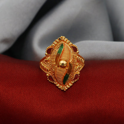 22k Solid Gold Ring, Handmade Indian Vintage and antique Ring, Meenakari Gold Ring, Enamel Gold Ring, Indian Gold Ring, Women Gold Ring,