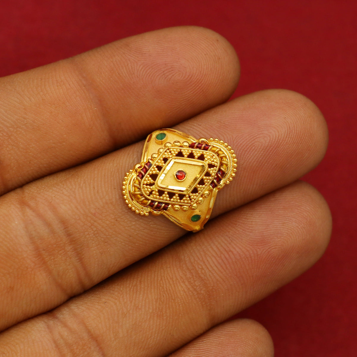 Pure Gold Latest Rings 22k pure solid gold handmade woman ring ring . genuine 916 gold purity ...