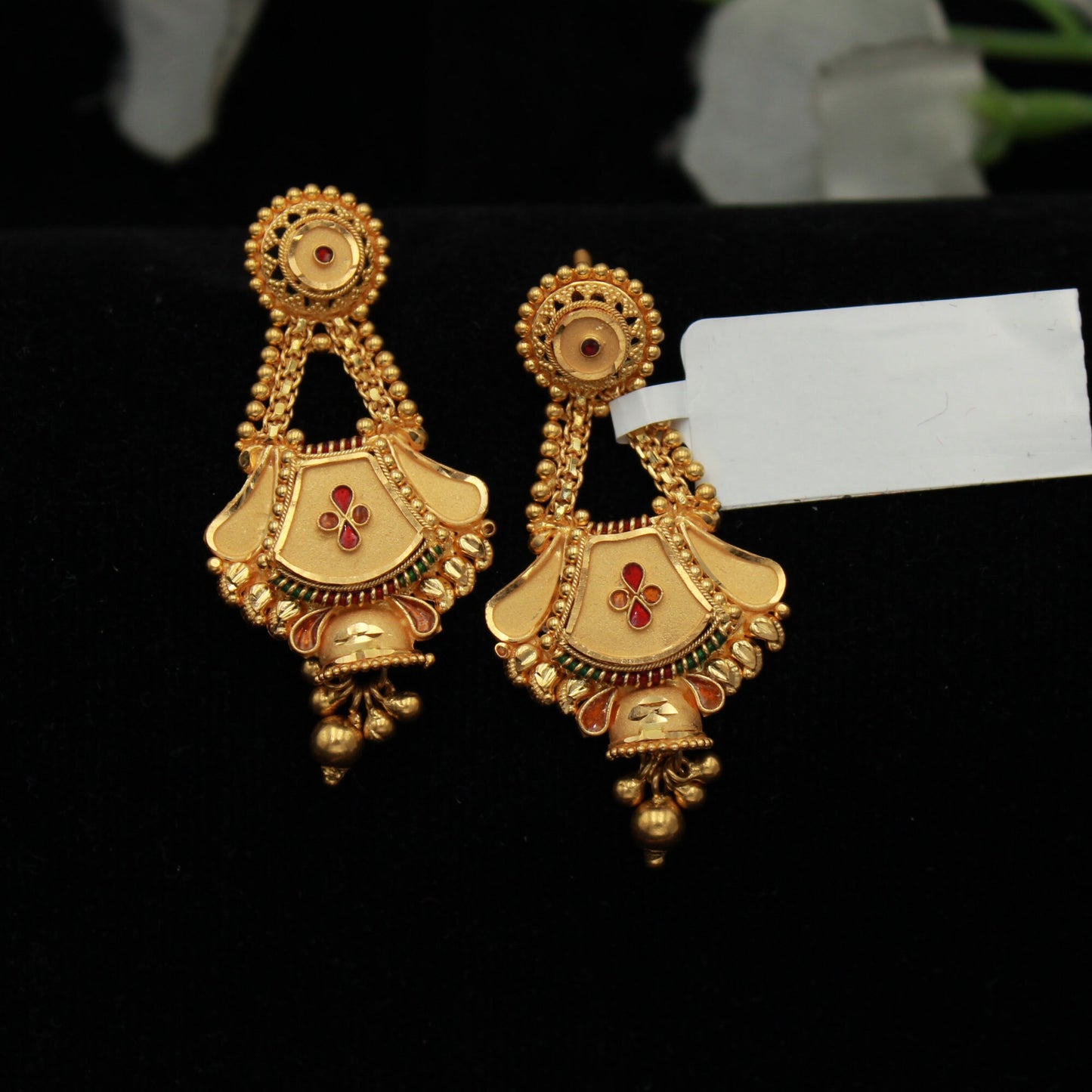 Indian Wedding Pure Gold Necklace Set, 22k Yellow Gold Necklace with Jhumki Designer Handmade Jewelry, Artisan Jewelry