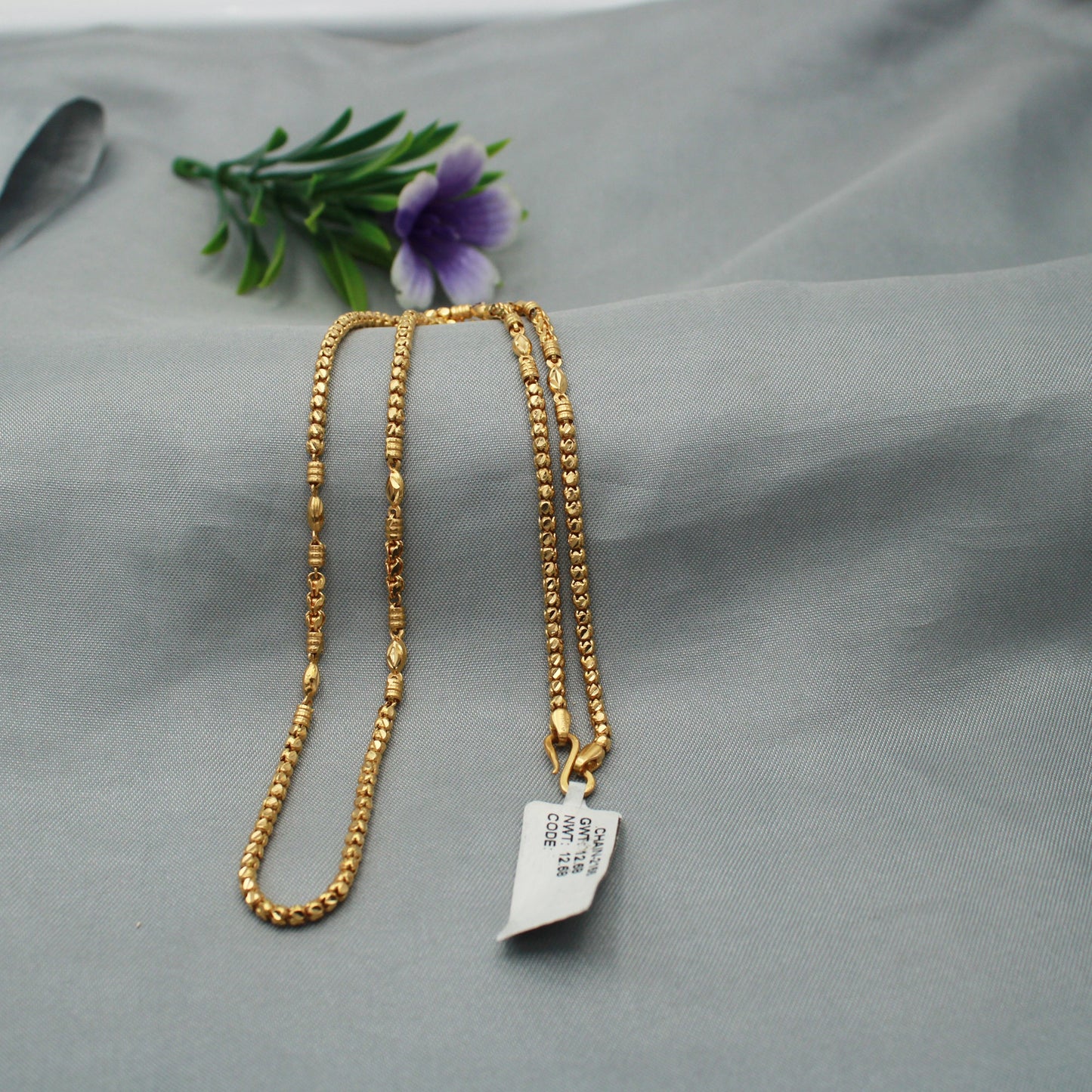 18k Gold Chain, Handmade Chain Jewelry, designer Special Style bead Chain, indian gold chain necklace jewelry