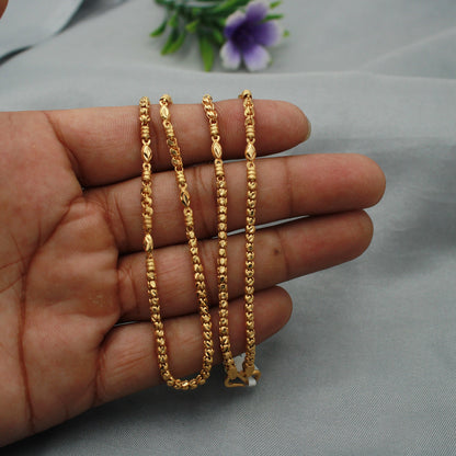 18k Gold Chain, Handmade Chain Jewelry, designer Special Style bead Chain, indian gold chain necklace jewelry