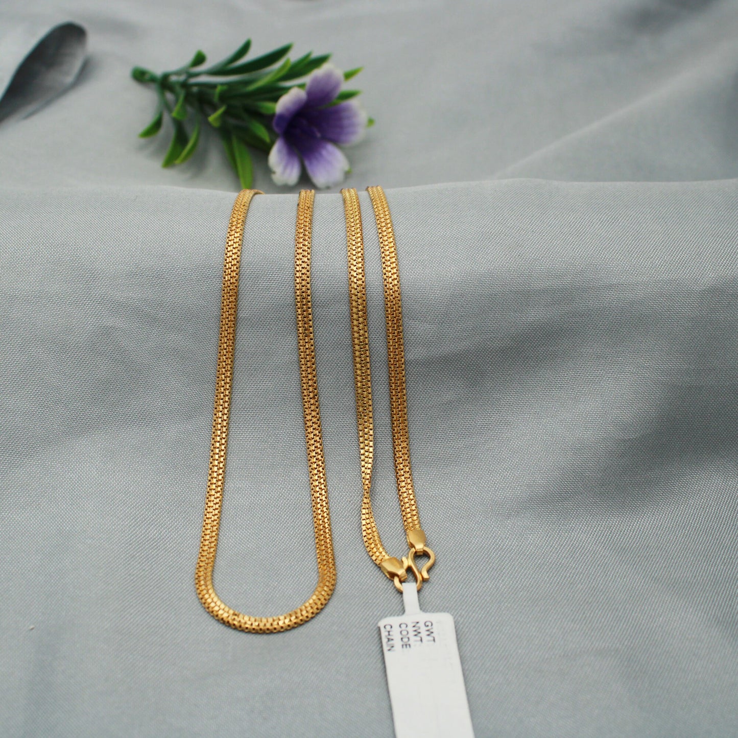 22k Gold Necklace Triple Box Handmade Chain Indian Jewelry for Gift