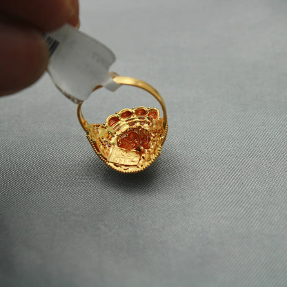 Meenakari Gold Ring, Hand Crafted 22 karat Solid Gold Ring, Women Gold Ring