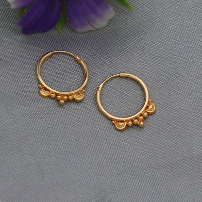 Handmade 22kt 22k Yellow Gold Hoop Bali Earrings Jewelry,