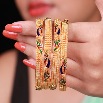 22k Gold Bangles: Handmade Meena Enamel Indian Wedding Jewelry