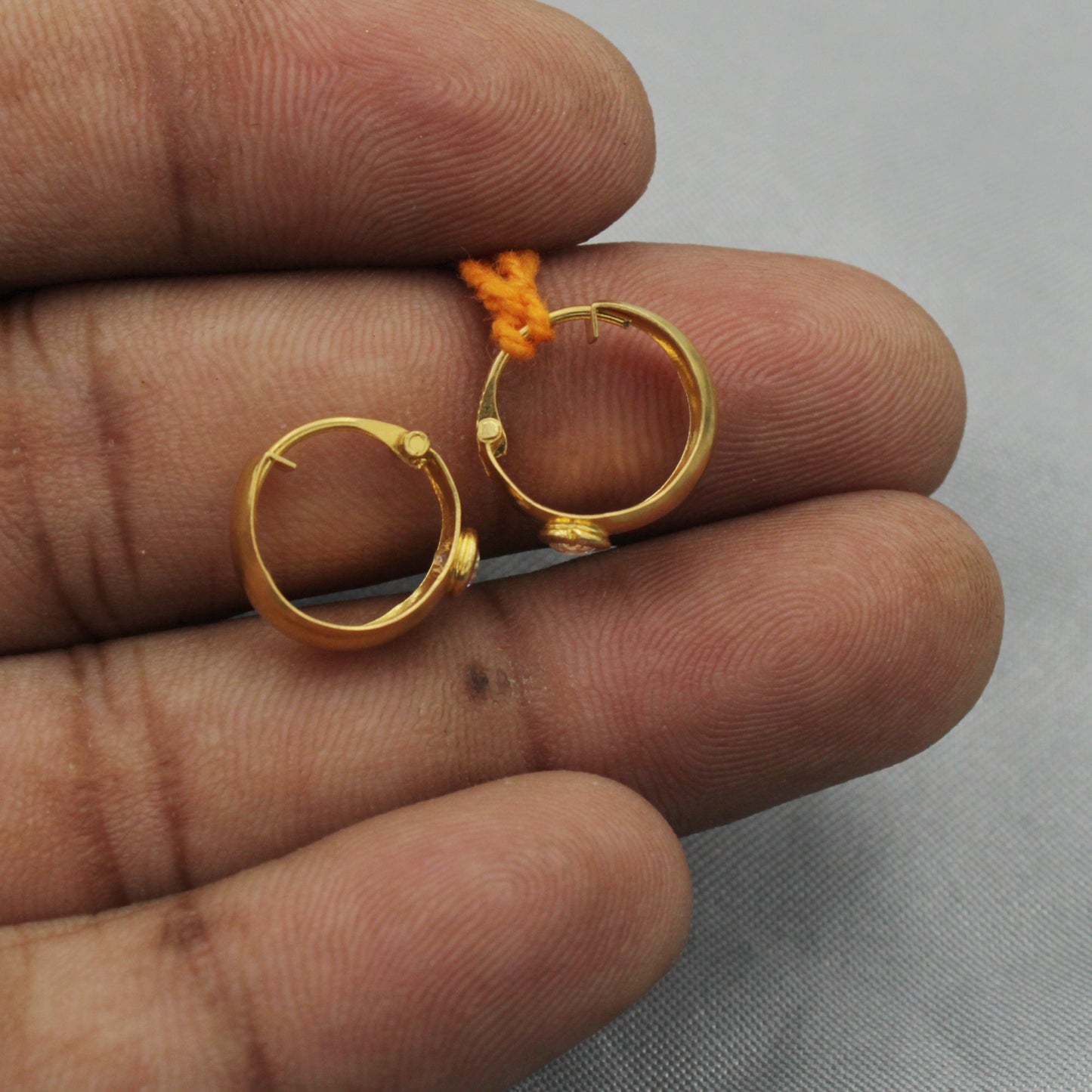 solid 18k gold hoop earrings bali earrings, Huggies , indian handcrafted gold earring