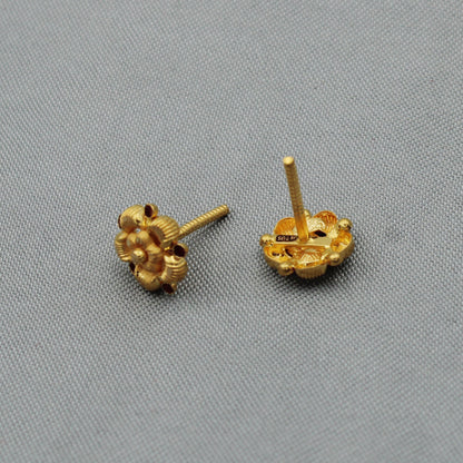 real 22k gold stud earrings flower studs