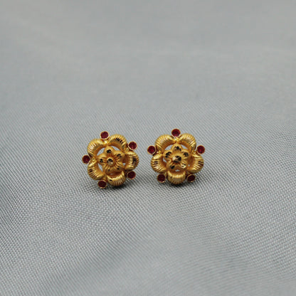 real 22k gold stud earrings flower studs