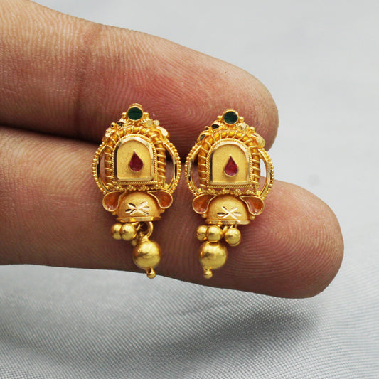 22k 22kt Yellow Gold Stud Earrings Handmade Yellow gold dangle earrings for gift,