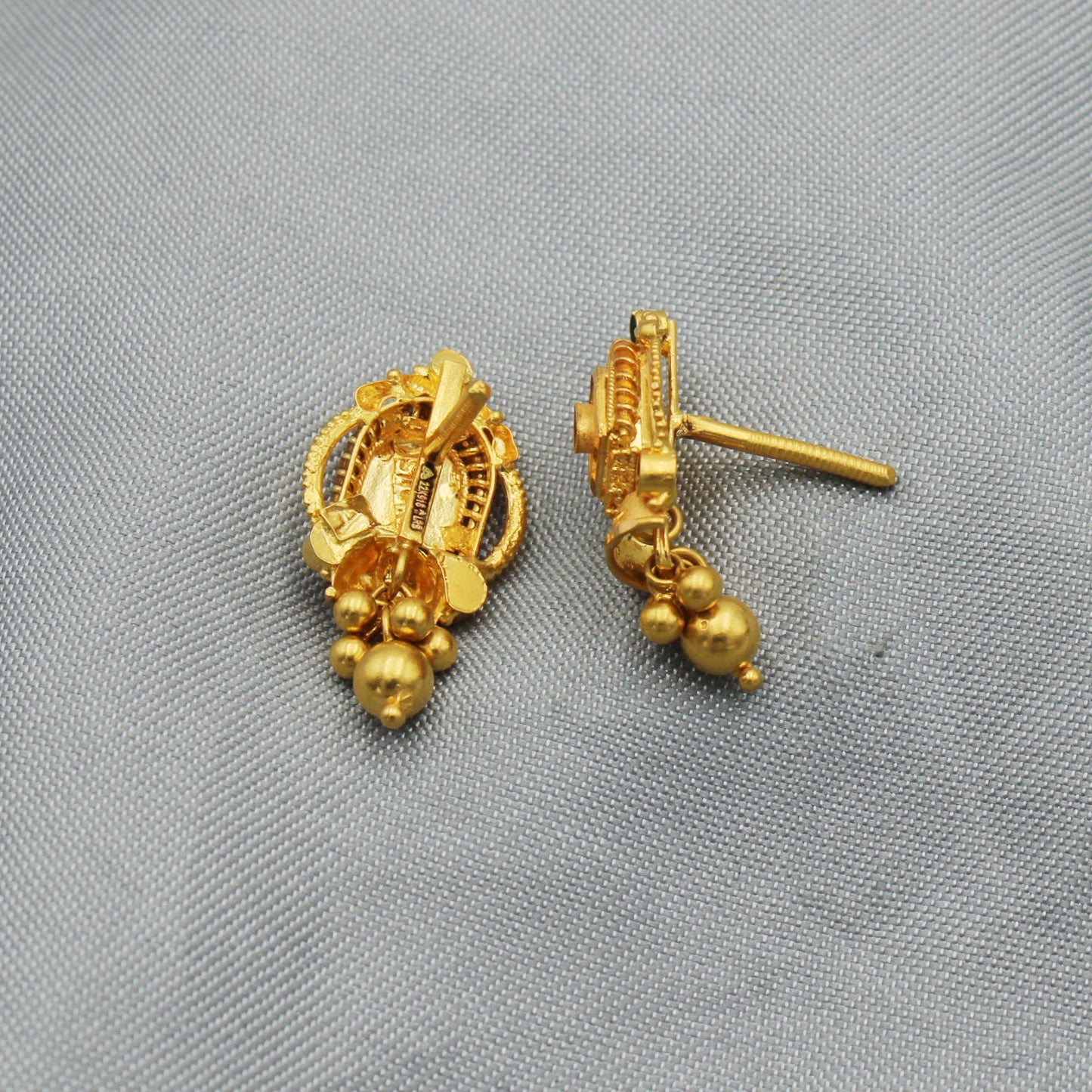 22k 22kt Yellow Gold Stud Earrings Handmade Yellow gold dangle earrings for gift,