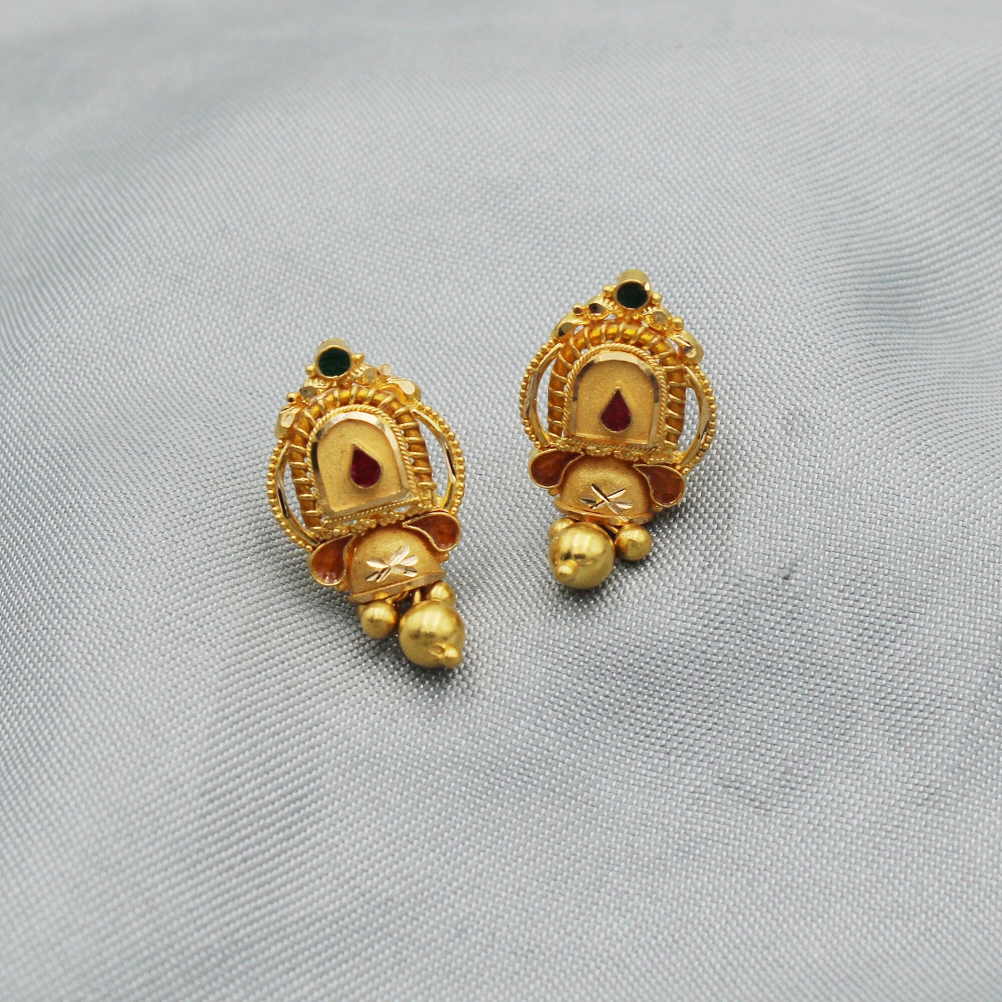 22k 22kt Yellow Gold Stud Earrings Handmade Yellow gold dangle earrings for gift,