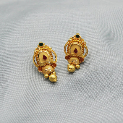 22k 22kt Yellow Gold Stud Earrings Handmade Yellow gold dangle earrings for gift,