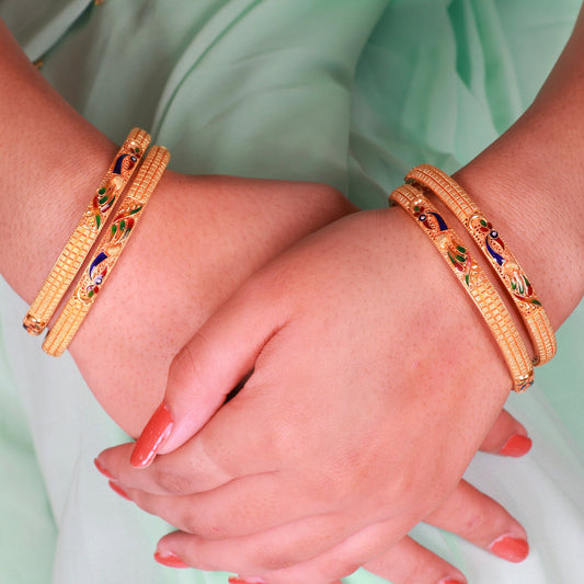 22k Gold Bangles: Handmade Meena Enamel Indian Wedding Jewelry