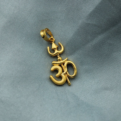 OM Aum 22k gold pendant jewelry with trishool, trishul ,hindu god amulet pendant jewelry, gold collection, Shiva Om Jewelry, Made In India