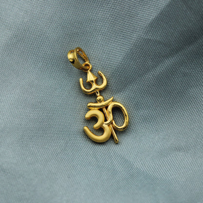 OM Aum 22k gold pendant jewelry with trishool, trishul ,hindu god amulet pendant jewelry, gold collection, Shiva Om Jewelry, Made In India