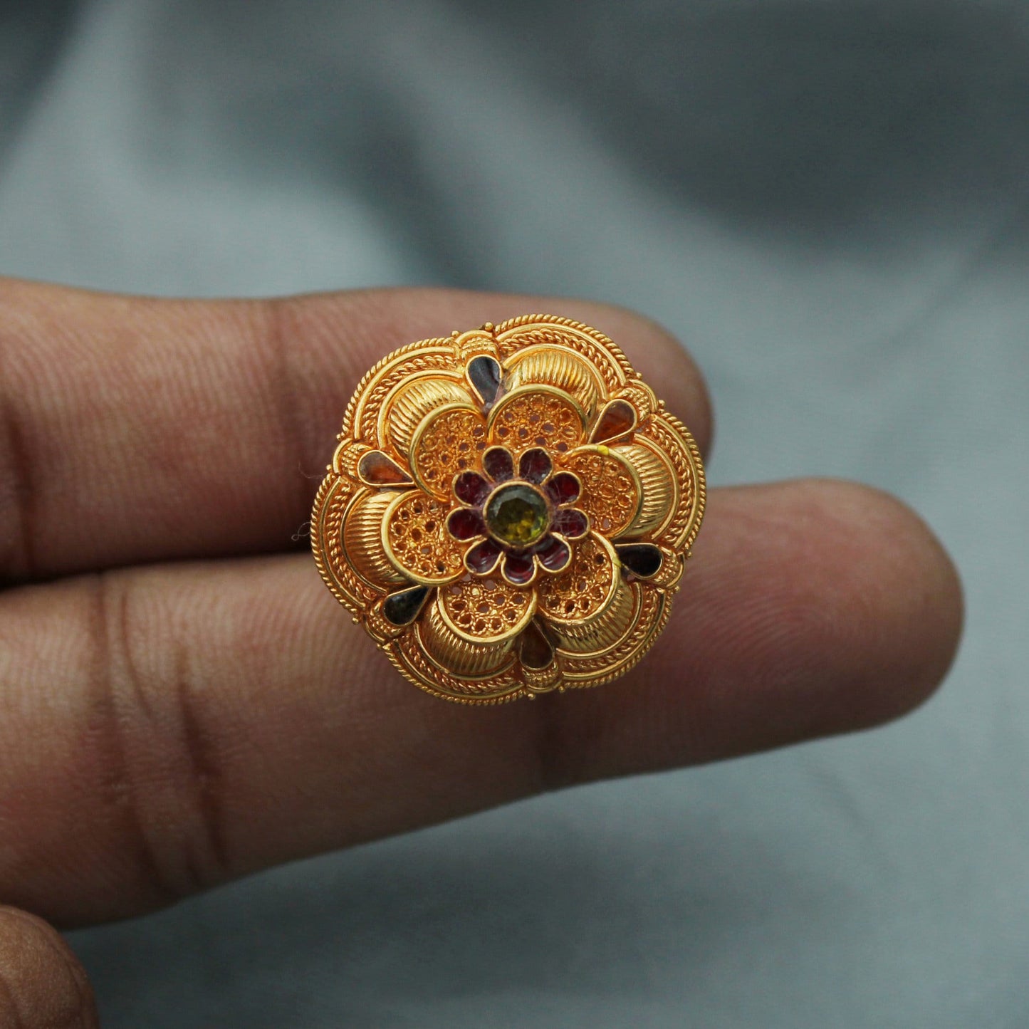 22k Solid Gold Ring Jewelry, Handmade Indian Vintage and wedding anniversary Ring, Statement Pure Real Gold Ring, Indian Gold Ring, Women Go