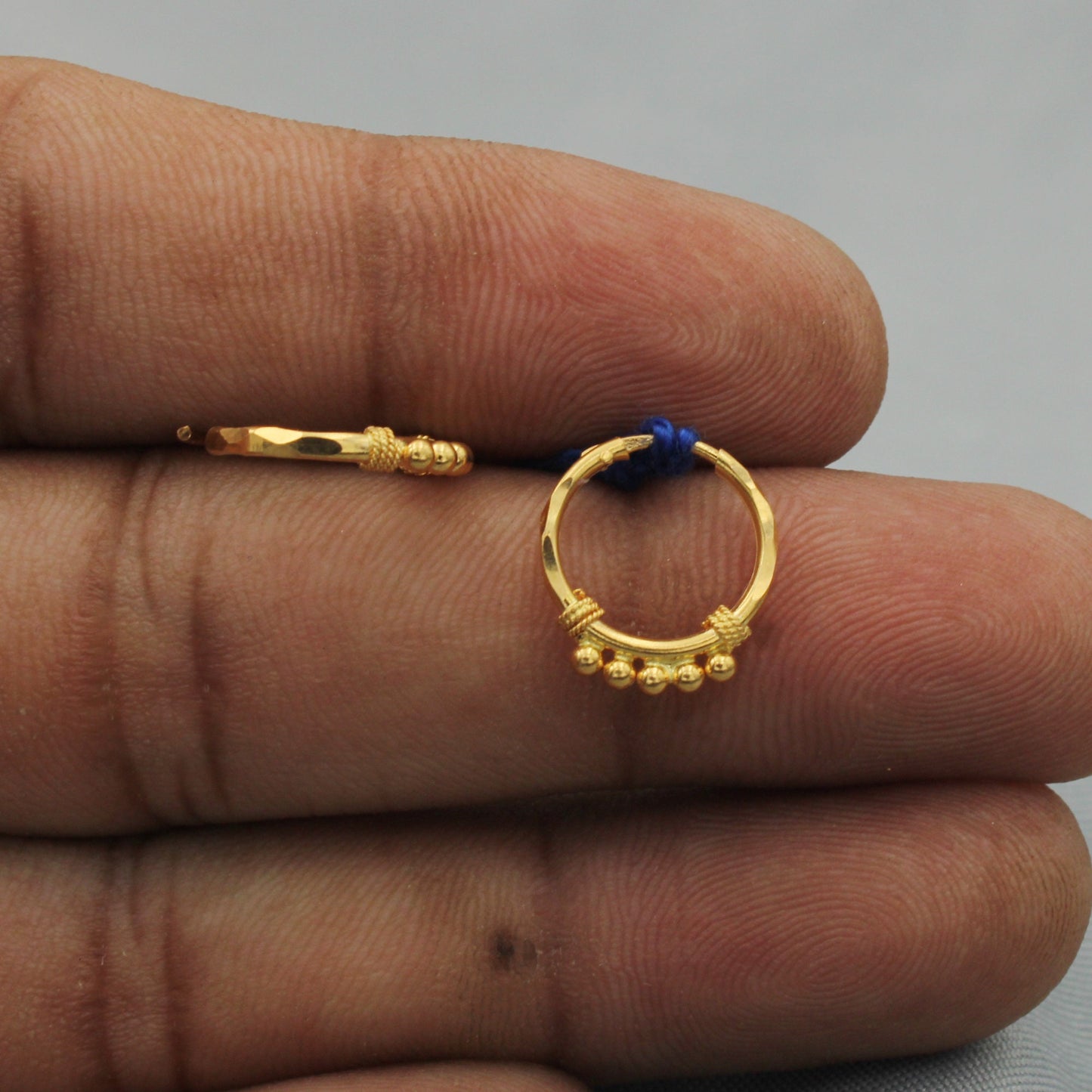 20k Yellow Gold Hoop earrings Bali Earrings , Huggies , Handmade Yellow gold dangle earrings for women, Christmas gift, Indian gold earrings
