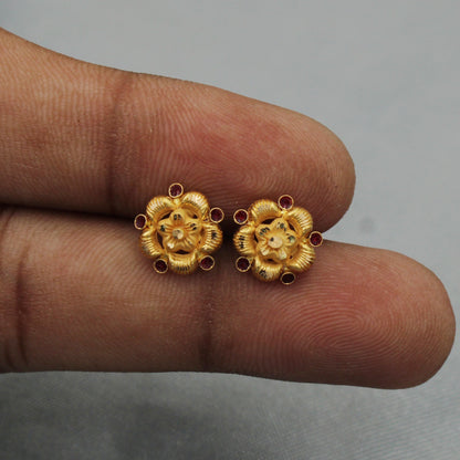 real 22k gold stud earrings flower studs