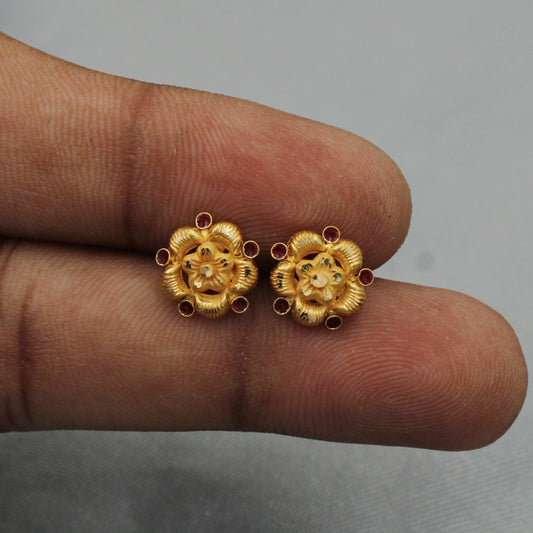 real 22k gold stud earrings flower studs