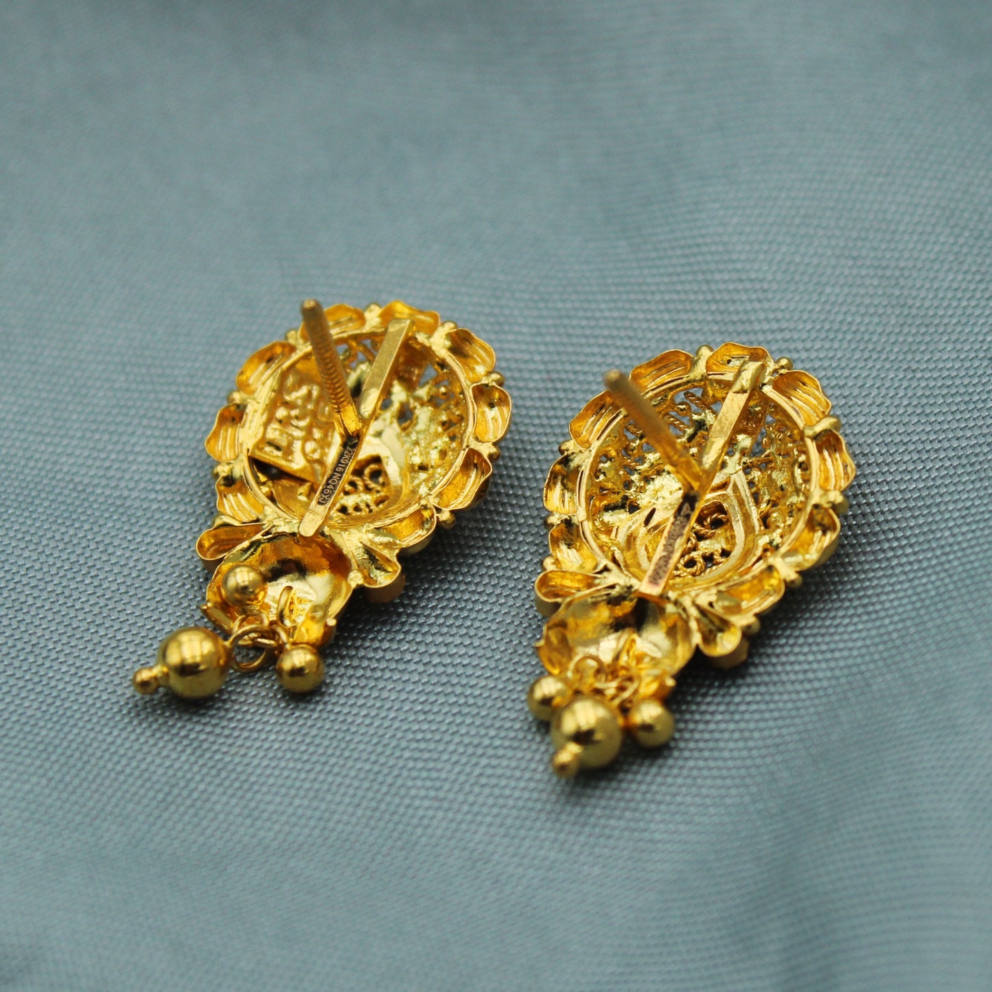 Indian 22k Gold Earrings Real Gold Indian Handmade Jewelry, K2303