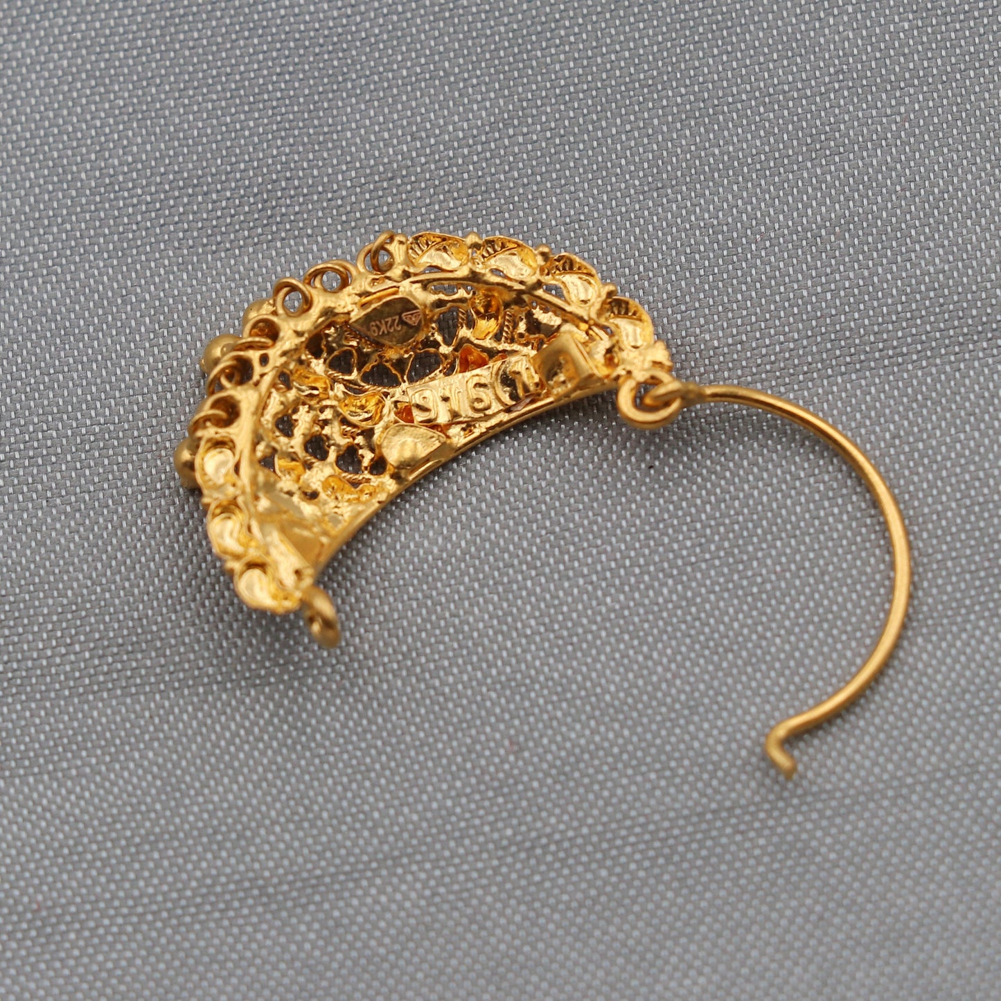real solid gold 22k gold Nose ring, handcrafted gold nose nath ring, bridal nath women indian Jewelry, K2505