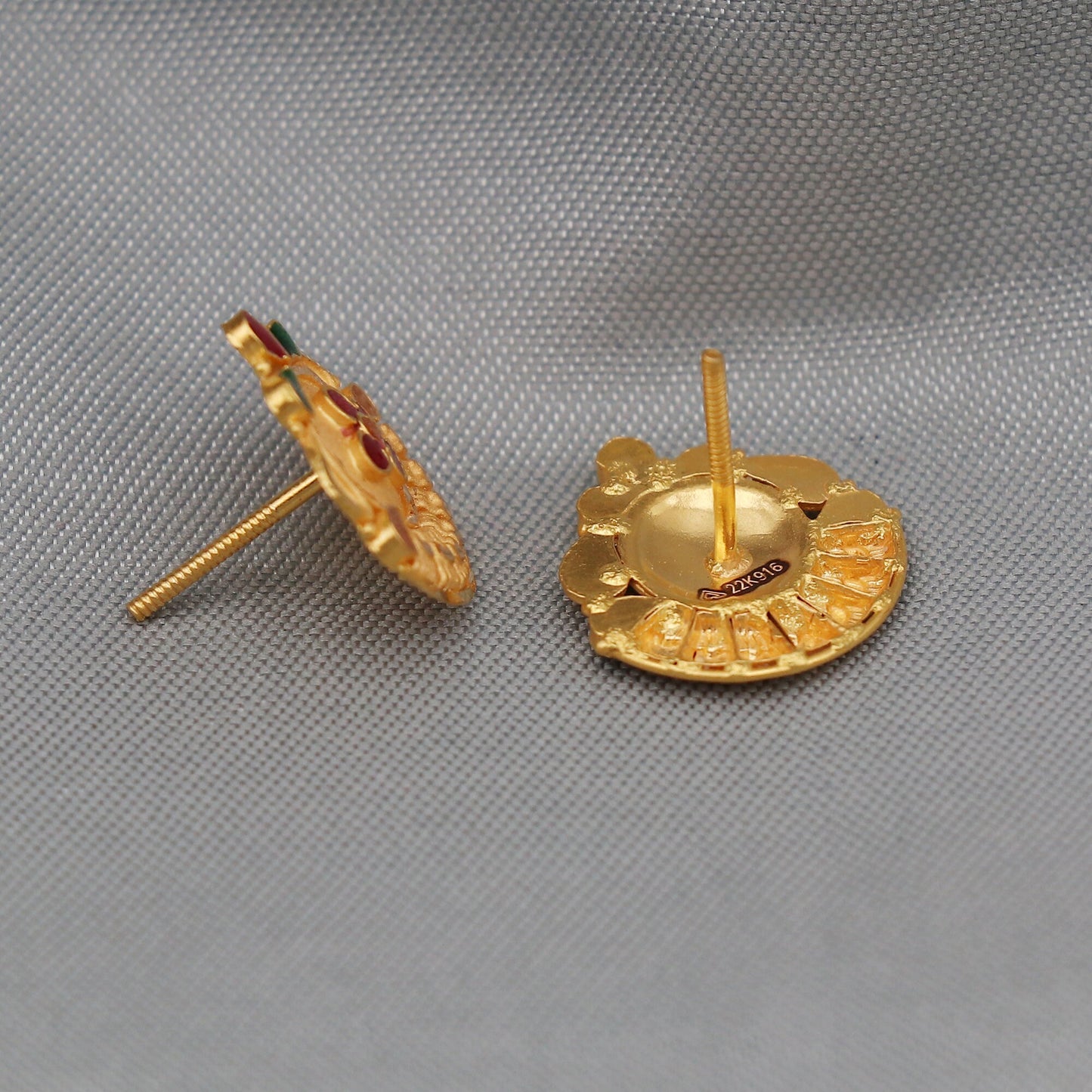 solid 22k gold stud Earrings, tops in gold, handcrafted 22k gold jewelry,