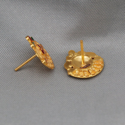 solid 22k gold stud Earrings, tops in gold, handcrafted 22k gold jewelry,