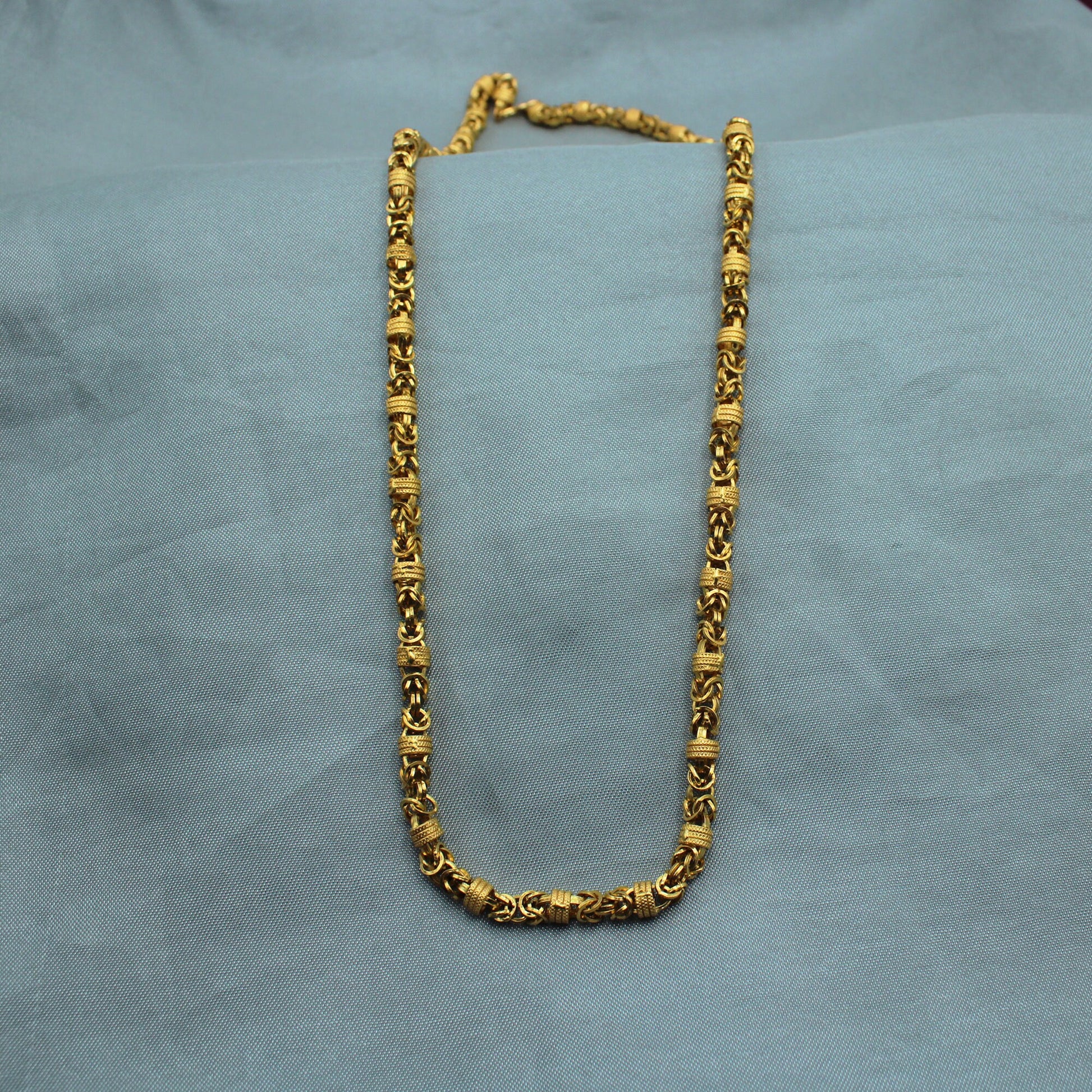 22k Gold Chain Necklace Indian Handmade Jewelry, Heavy men gold