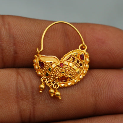 Wedding Jewelry 22k Yellow Gold Nath Nosepin women indian Jewelry, K2501