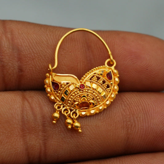 Wedding Jewelry 22k Yellow Gold Nath Nosepin women indian Jewelry, K2501