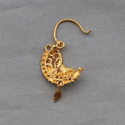 22k Yellow Gold Nath Nose pin women indian Jewelry, Gold hoop earrings, K2504