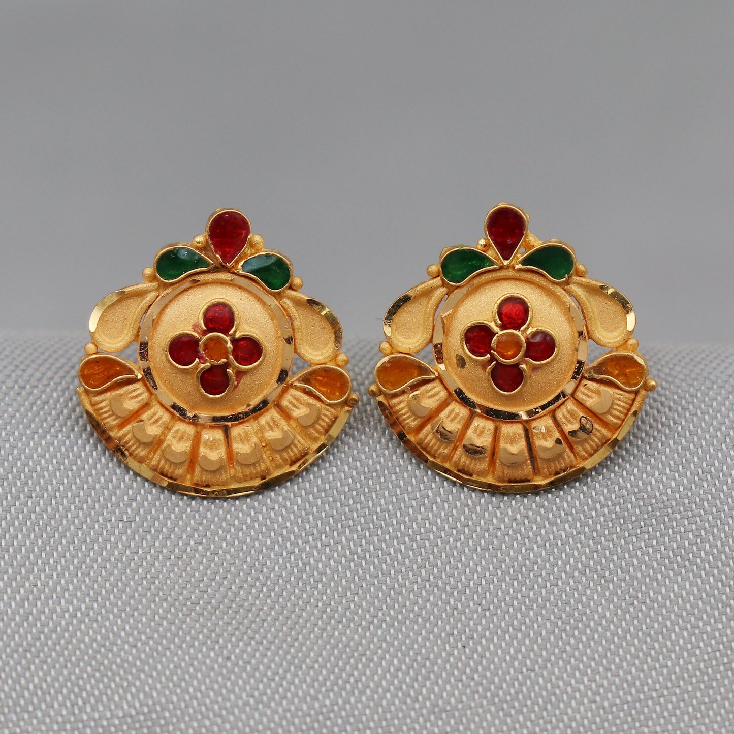 solid 22k gold stud Earrings, tops in gold, handcrafted 22k gold jewelry,