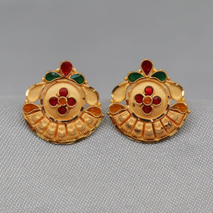 solid 22k gold stud Earrings, tops in gold, handcrafted 22k gold jewelry,