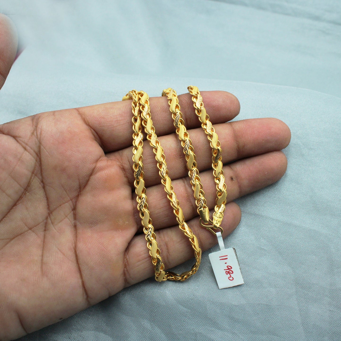 22k Yellow Gold Chain Necklace Chain Indian Handmade Jewelry for gift, Men Women Gold Chain, P1419
