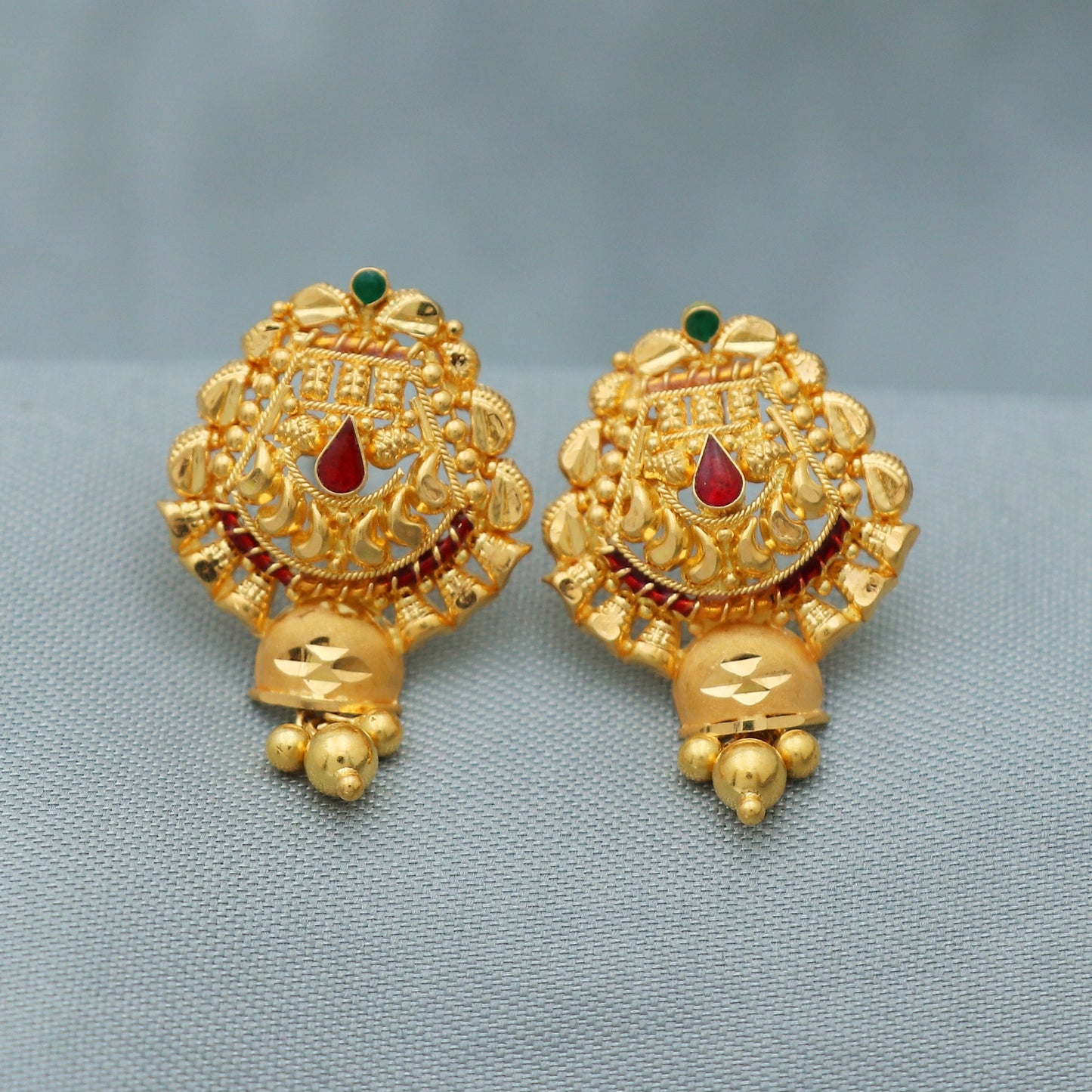 Handmade 22kt Gold Earrings Jewelry, K2549