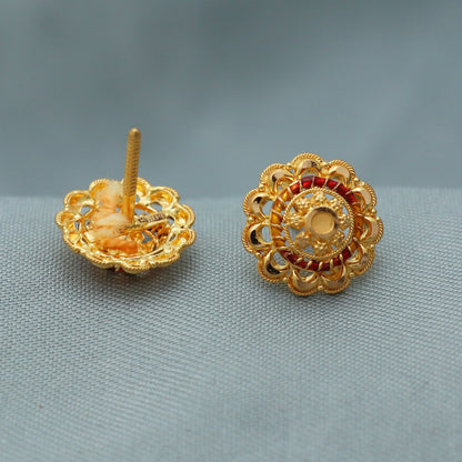 22k Yellow Gold Stud Earrings , Gold Tops Handmade Yellow gold earrings for women